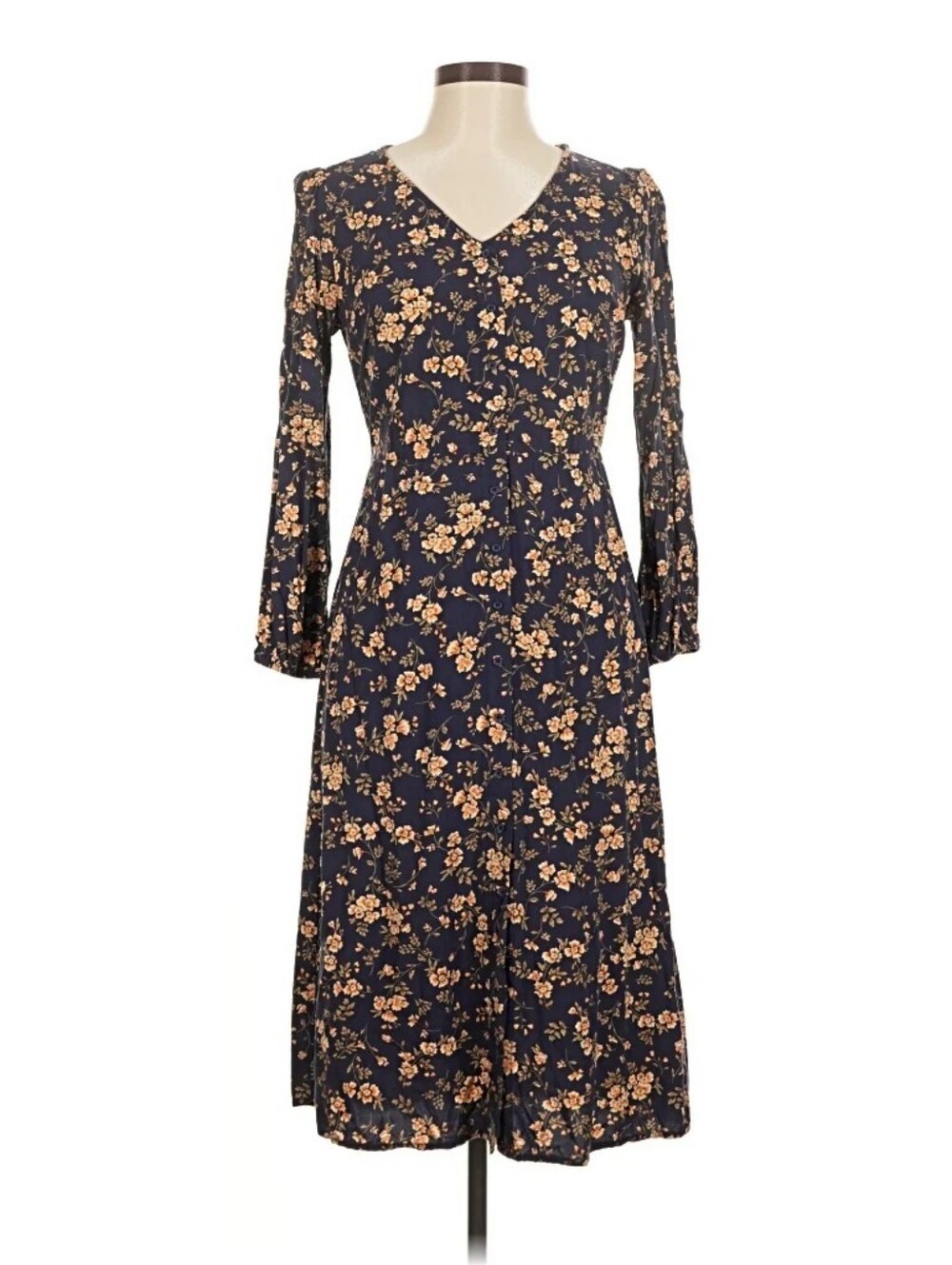 Old Navy Navy Blue Dress with Orange Floral Print